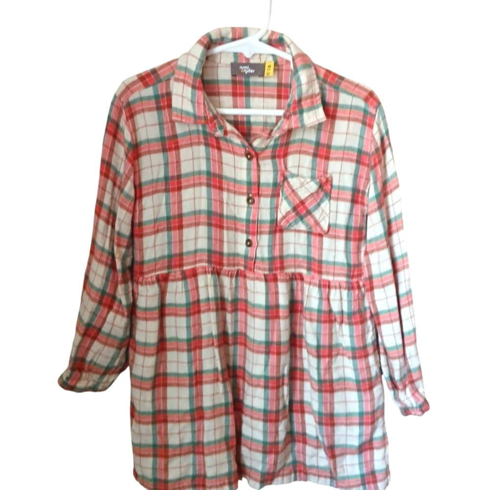 Rumi Ryder Girl's Pink Plaid Rayon Flannel Dress Size 4-5